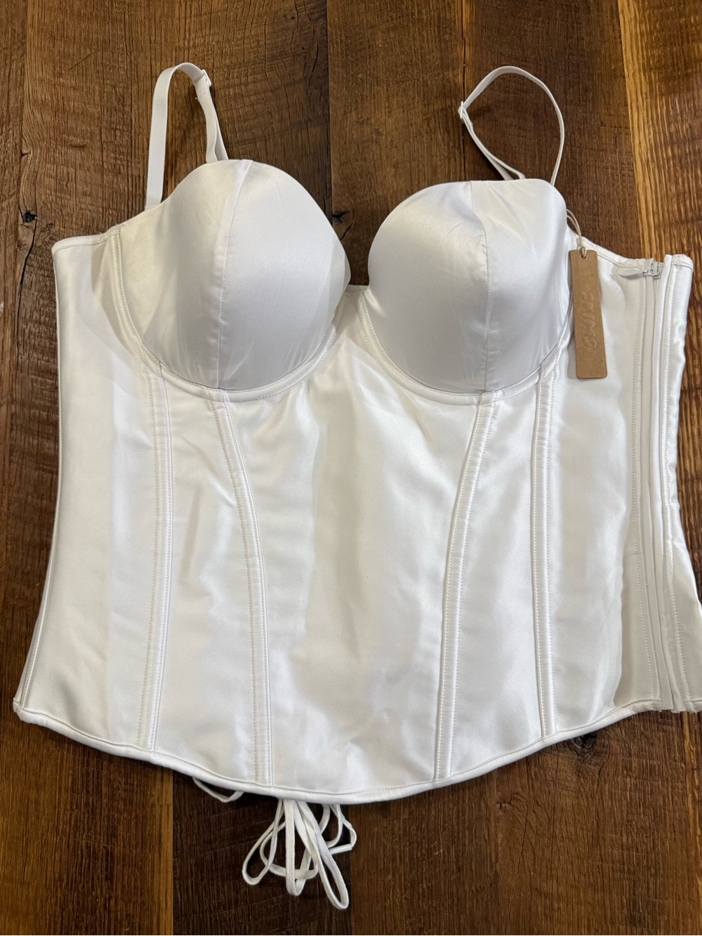 NWT SKIMS Bridal Satin Bustier Corset in Snow Sz L
